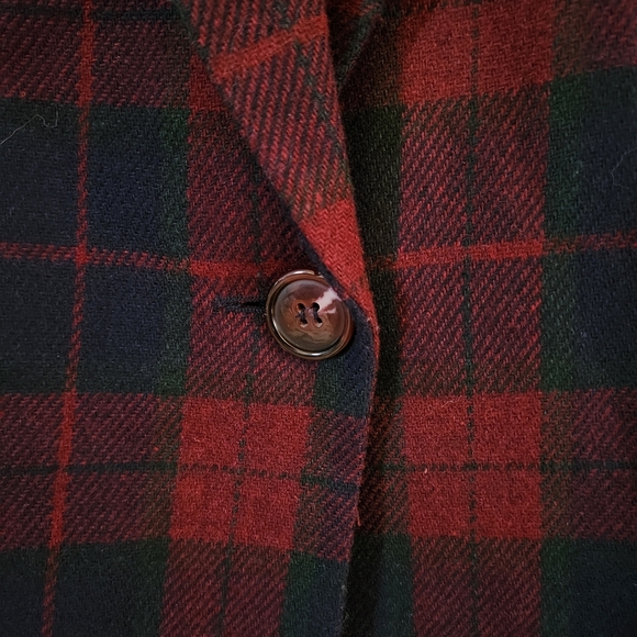 Vintage 90s Sag Harbor Red, Blue & Green Holiday Plaid Blazer Old Money Size 12P - Picture 5 of 7